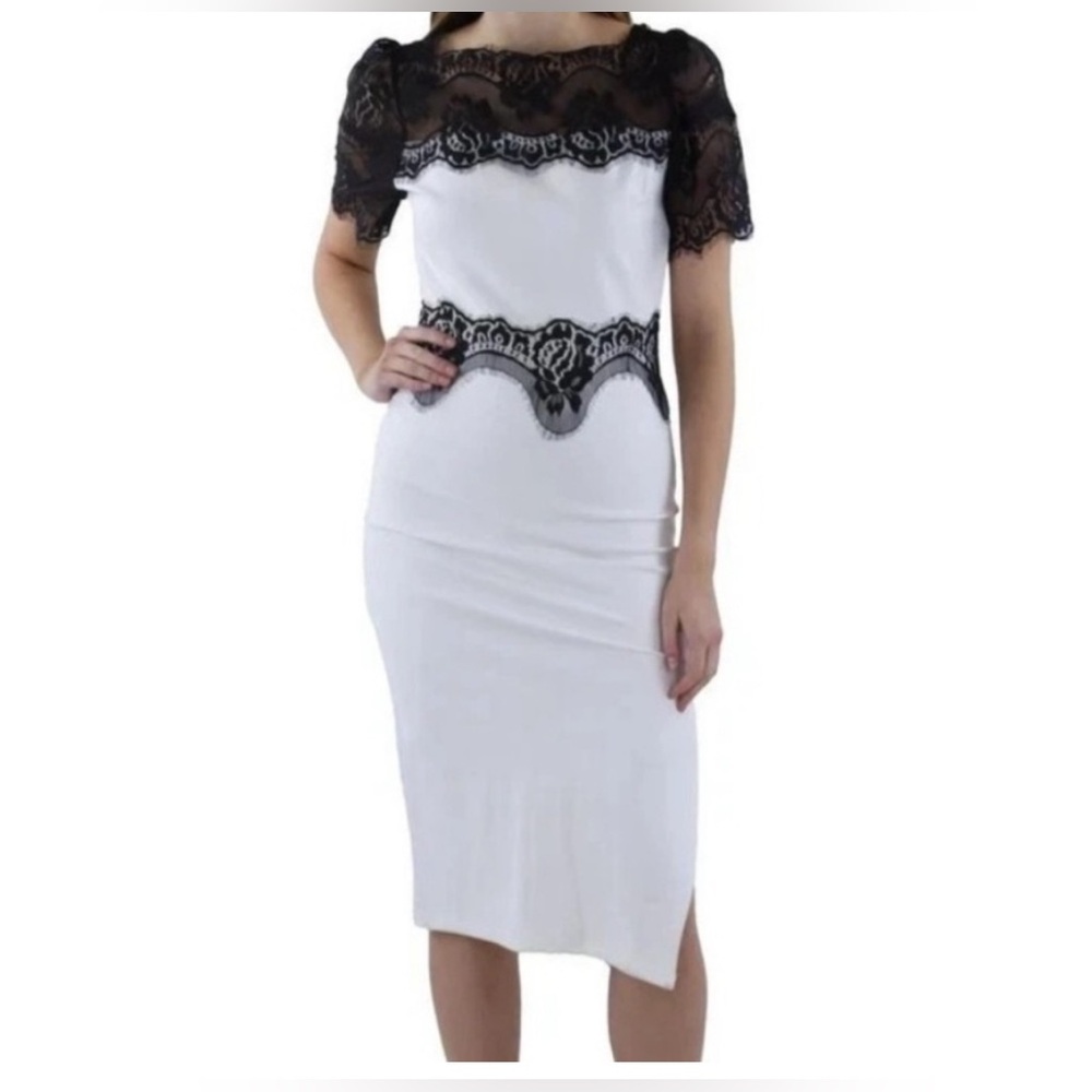 Beulah Black Lace on White Fabric